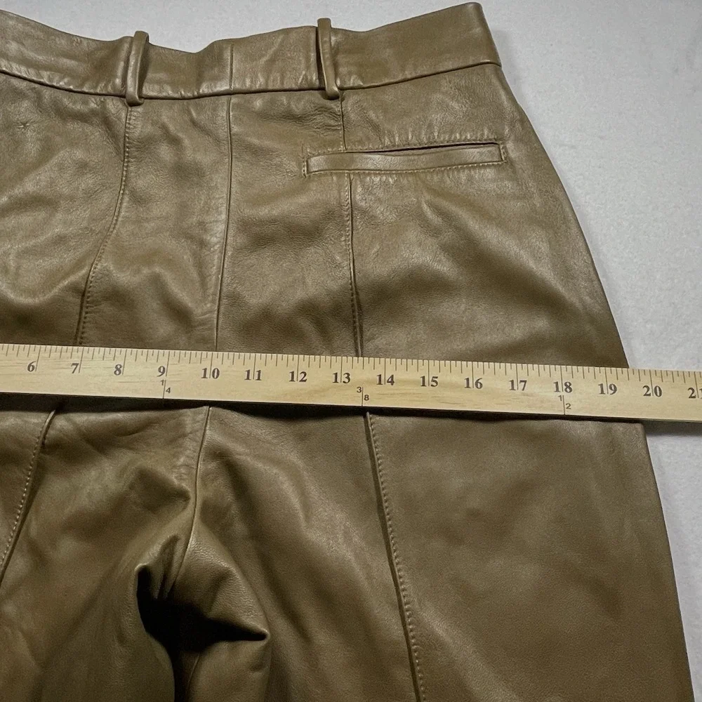 Tory Burch Brown 100% Lamb Leather Pleated Pants Women's Size 6 Tapered